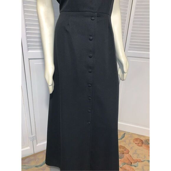 Vintage Black Button Down Sleeveless Maxi Dress 17/18 - Picture 4 of 12